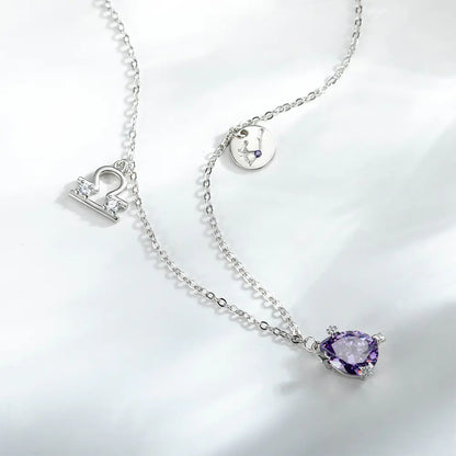 Zodiac necklace | Astrology Constellation & birthstone Sterling Silver 925 necklace
