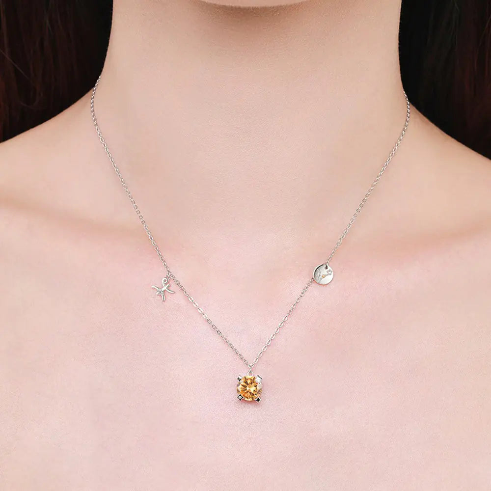 Zodiac necklace | Astrology Constellation & birthstone Sterling Silver 925 necklace