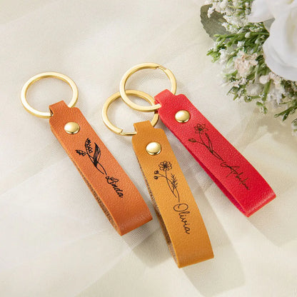 Personalized keychains with names & birth flower |Personalized bridesmaid gifts