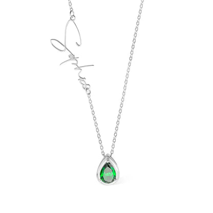 Personalised Name Birthstone Necklace | Sideways Name Necklace, Minimalist Jewelry