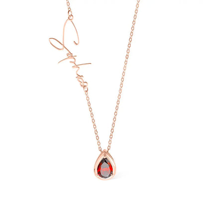 Personalised Name Birthstone Necklace | Sideways Name Necklace, Minimalist Jewelry