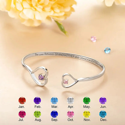Custom Double Birthstone Heart Bracelet | Gifts to grandma from granddaughter