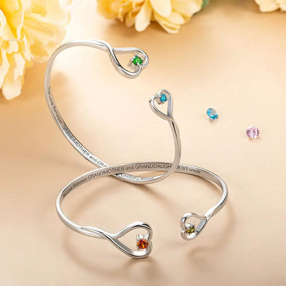 Custom Double Birthstone Heart Bracelet | Gifts to grandma from granddaughter