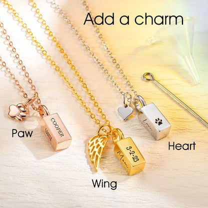 Personalized Tiny Urn Bar Necklace, Cremation Jewelry