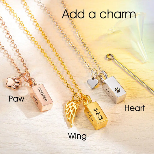 Personalized Tiny Urn Bar Necklace, Cremation Jewelry