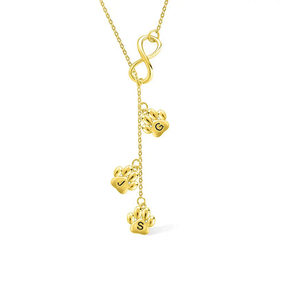 Custom paw print necklace 925 Silver | Paw Print & Initials Necklace