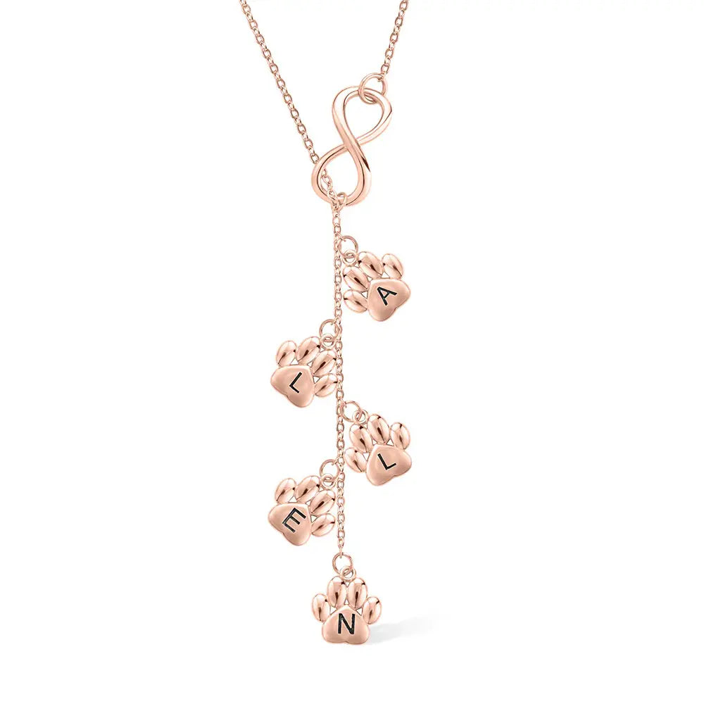 Custom paw print necklace 925 Silver | Paw Print & Initials Necklace