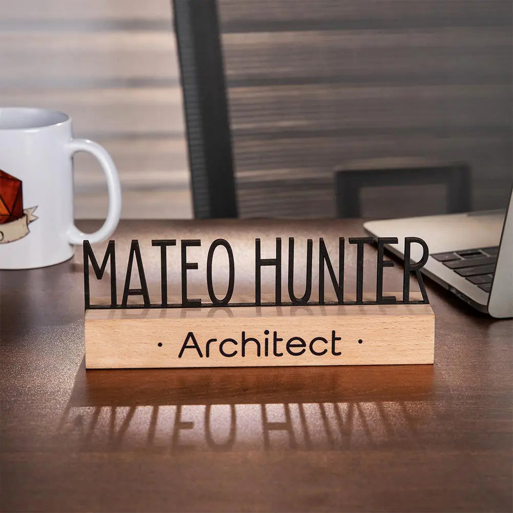 Custom Wood Desk Name Plates | Cool Simple desk name plates
