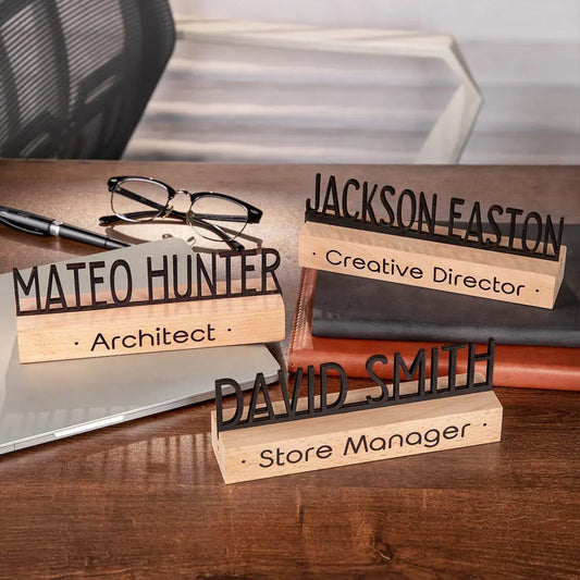 Custom Wood Desk Name Plates | Cool Simple desk name plates
