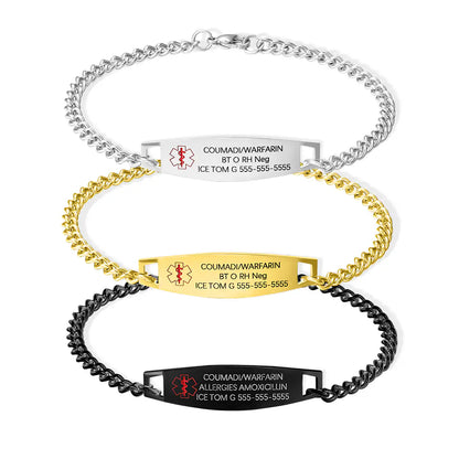 Custom medical bracelets | Waterproof Medical Bracelet stainless steel