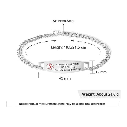 Custom medical bracelets | Waterproof Medical Bracelet stainless steel