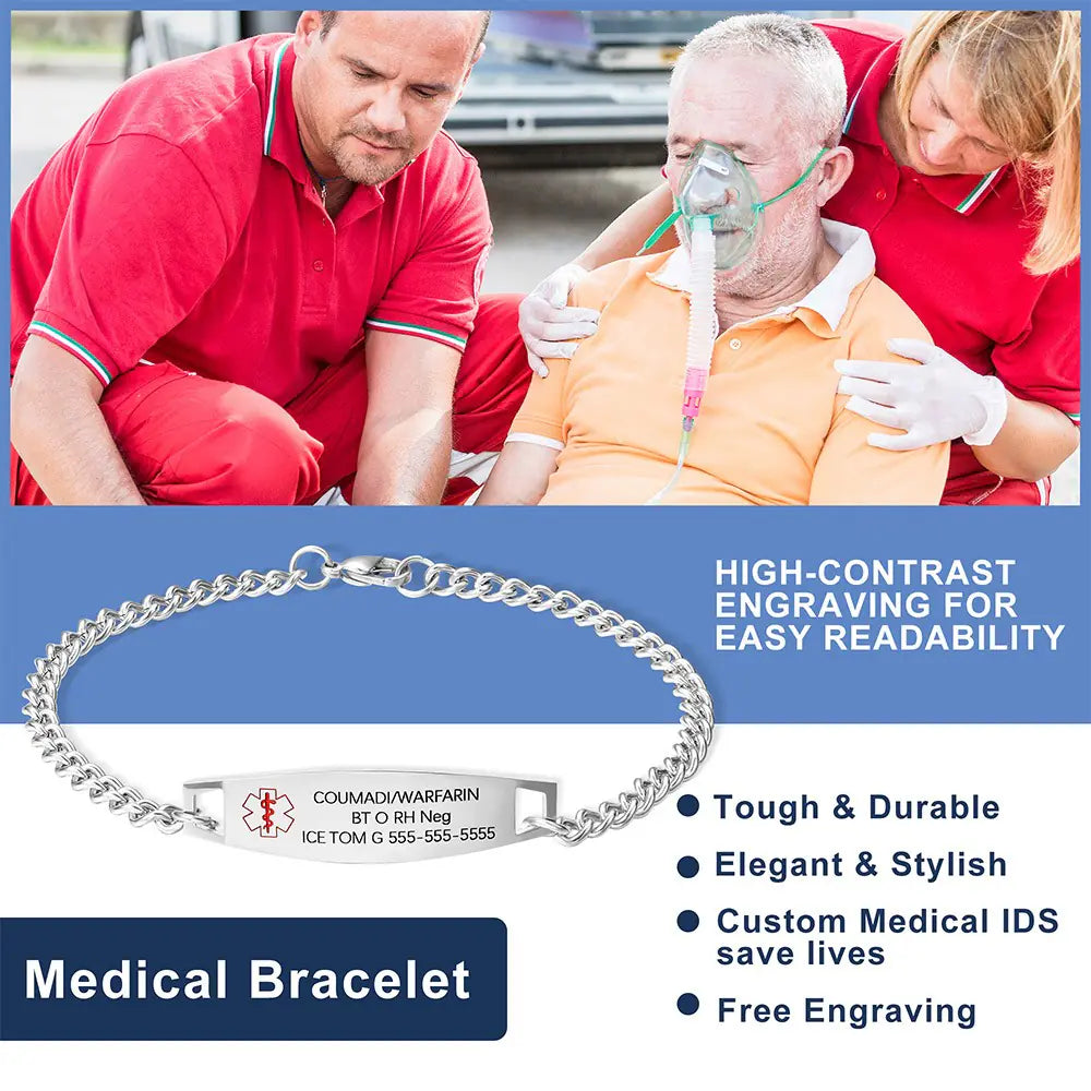 Custom medical bracelets | Waterproof Medical Bracelet stainless steel