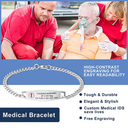 Custom medical bracelets | Waterproof Medical Bracelet stainless steel