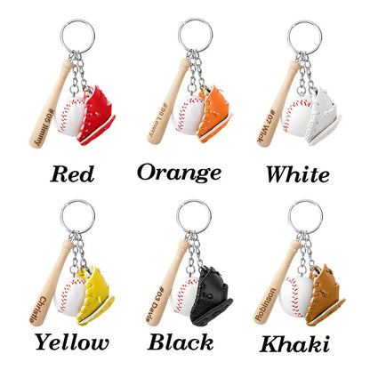 Personalized Mini Baseball Keyring | Engraved Name Bat Keyring, Team Gift, Sports Jewelry