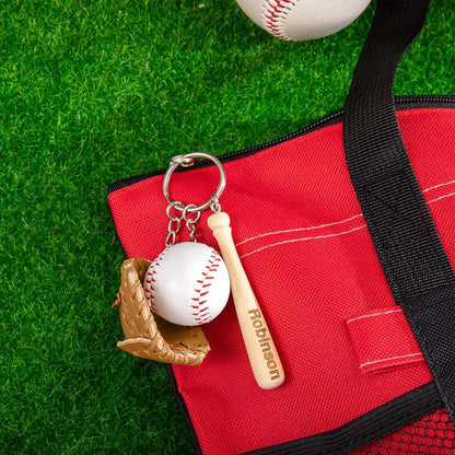 Personalized Mini Baseball Keyring | Engraved Name Bat Keyring, Team Gift, Sports Jewelry