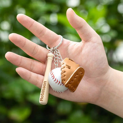 Personalized Mini Baseball Keyring | Engraved Name Bat Keyring, Team Gift, Sports Jewelry