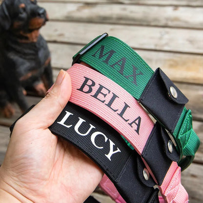 Personalized tactical dog collar | Nylon Dog Collar with AirTag Pocket