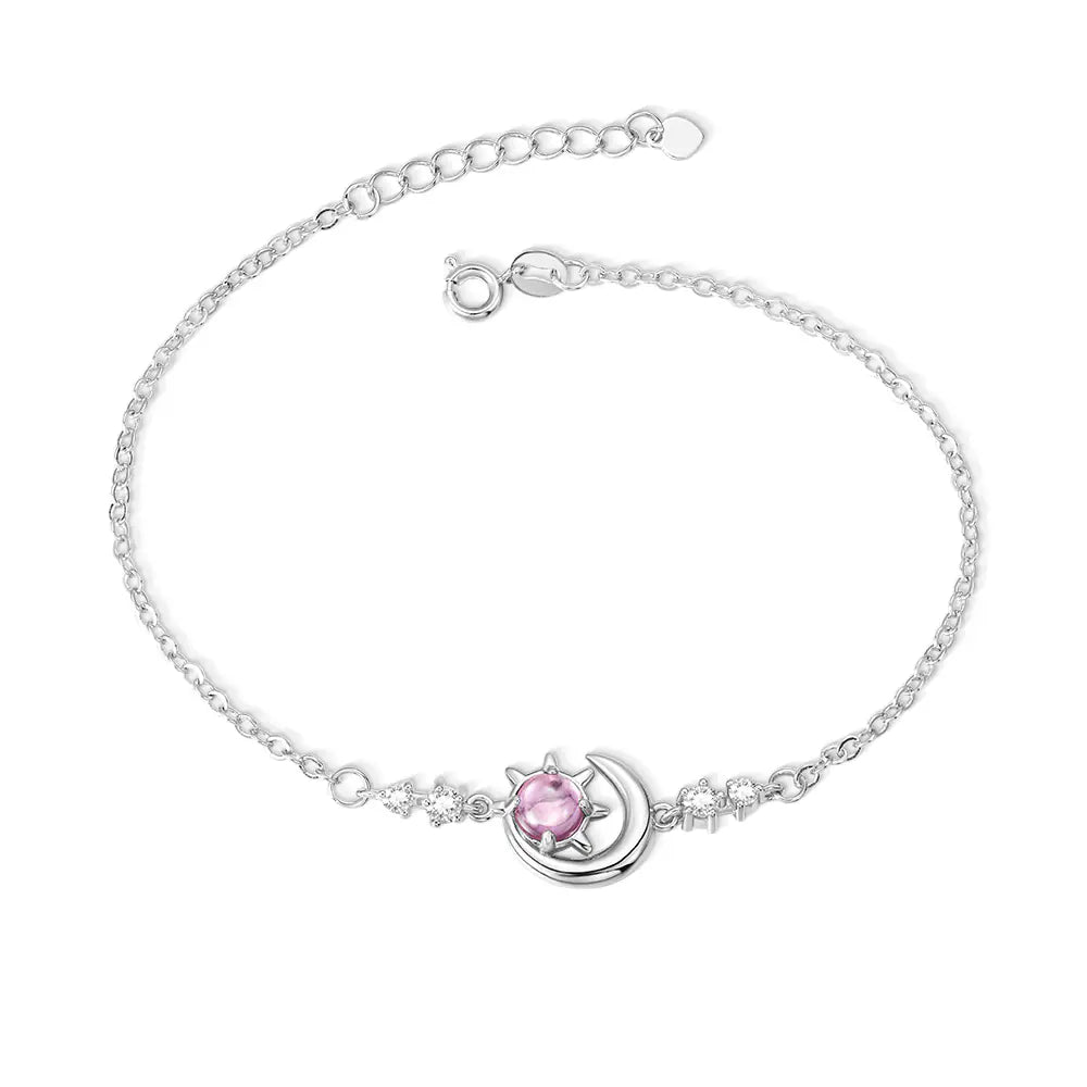 Crescent Moon Sun Star Anklet, Custom Birthstone Anklet |Personalized ankle bracelets