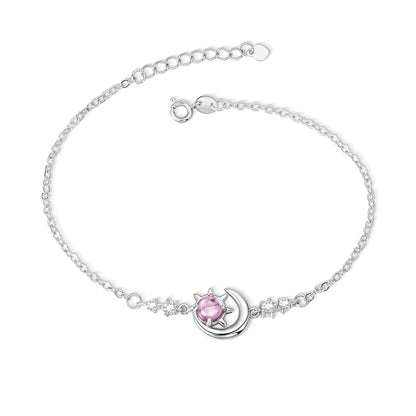 Crescent Moon Sun Star Anklet, Custom Birthstone Anklet |Personalized ankle bracelets