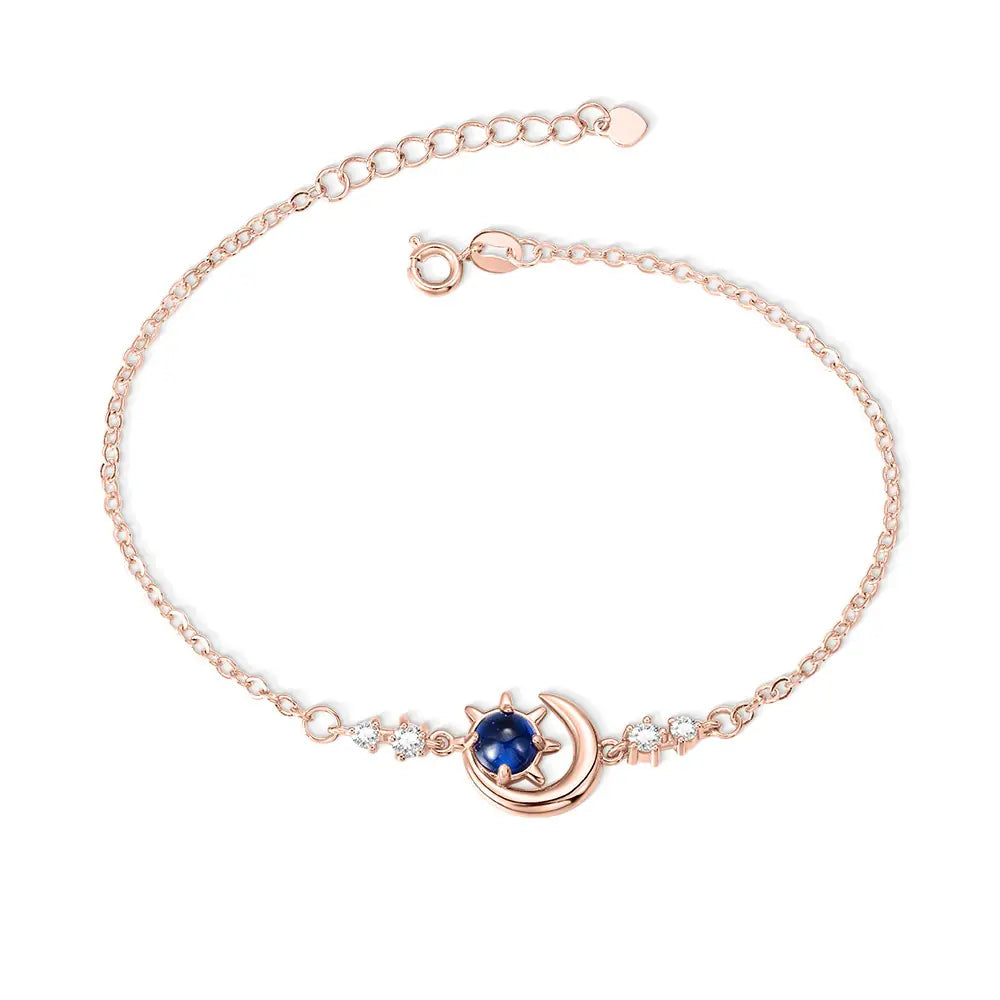 Crescent Moon Sun Star Anklet, Custom Birthstone Anklet |Personalized ankle bracelets