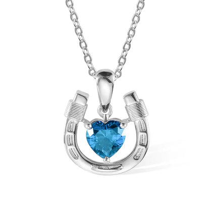 Personalized Heart Birthstone Horseshoe Necklace | 925 Sterling Silver Love & Lucky Necklace