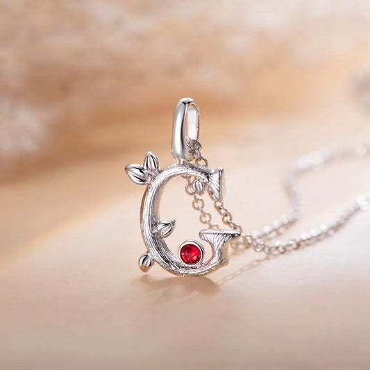 Custom Leaves Initial and Birthstone necklace | Birthday/Christmas/Anniversary Gift