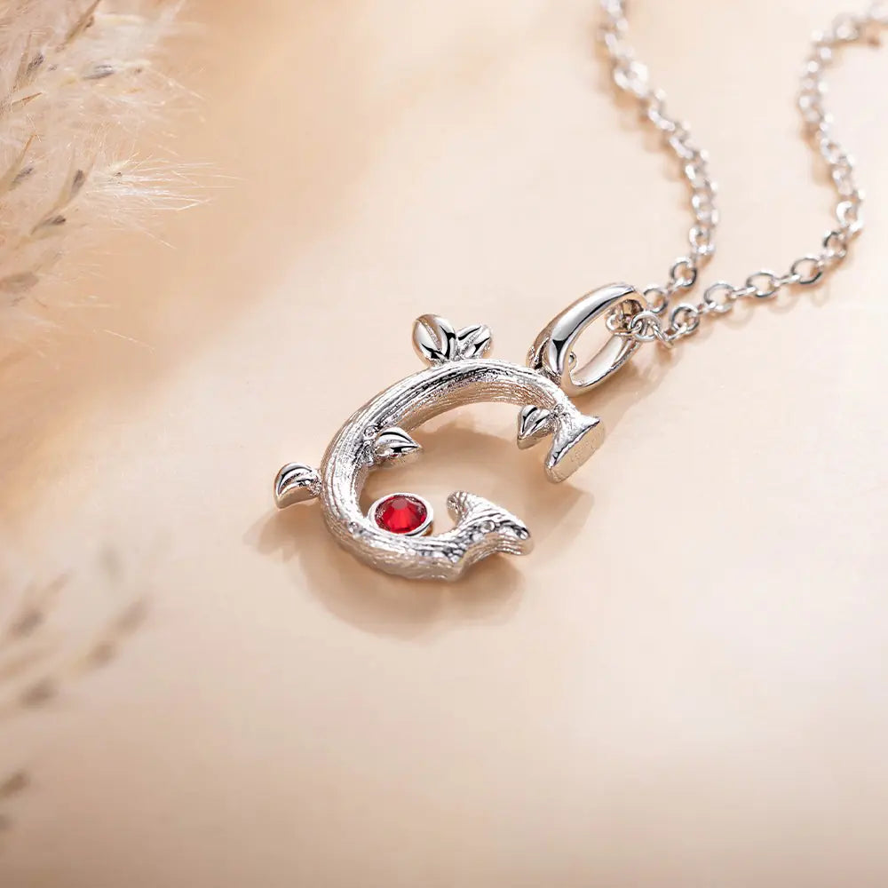 Custom Leaves Initial and Birthstone necklace | Birthday/Christmas/Anniversary Gift