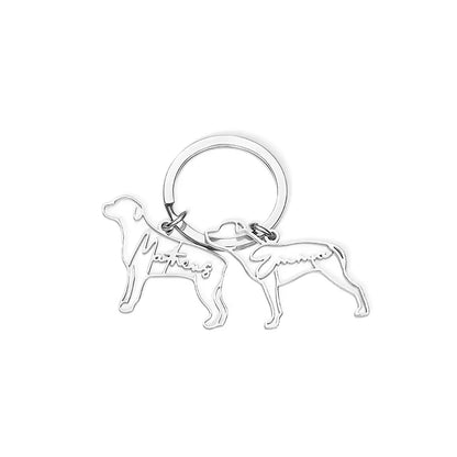 Custom Dog with Name Keychain| Dog Breed Silhouette Keyring