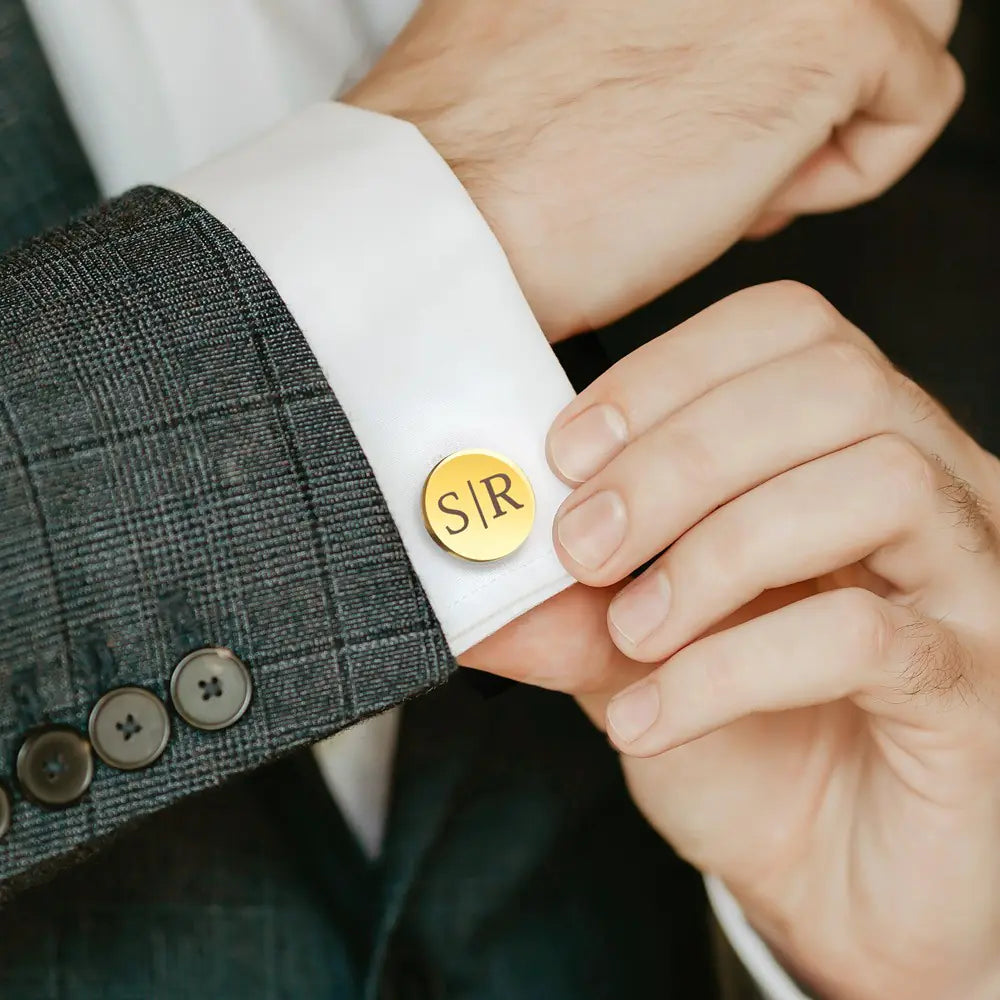 Custom Tie Clip and Cufflink Set for Men|initialed cufflinks