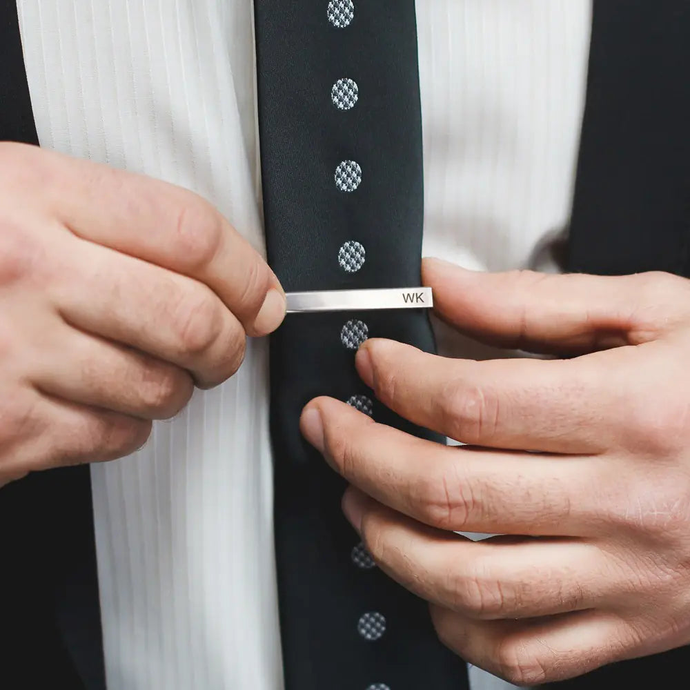 Custom Tie Clip and Cufflink Set for Men|initialed cufflinks