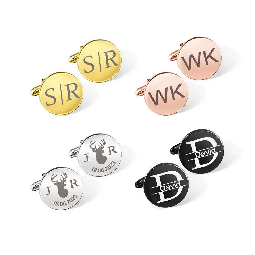 Custom Tie Clip and Cufflink Set for Men|initialed cufflinks
