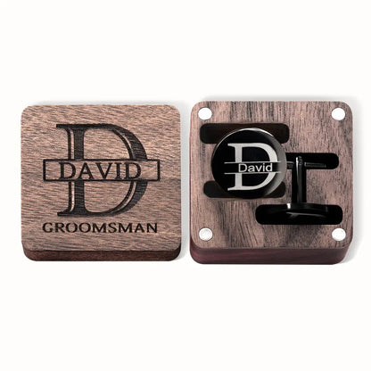 Custom Tie Clip and Cufflink Set for Men|initialed cufflinks