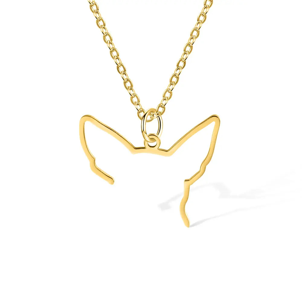 Custom Dog Ears Outline Necklace|Pet Silhouette Necklace, Memorial Pet Portrait Gift