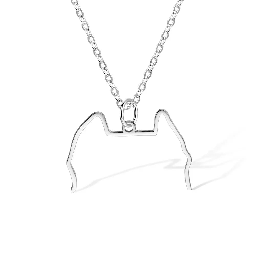 Custom Dog Ears Outline Necklace|Pet Silhouette Necklace, Memorial Pet Portrait Gift