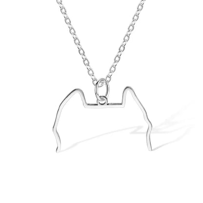 Custom Dog Ears Outline Necklace|Pet Silhouette Necklace, Memorial Pet Portrait Gift