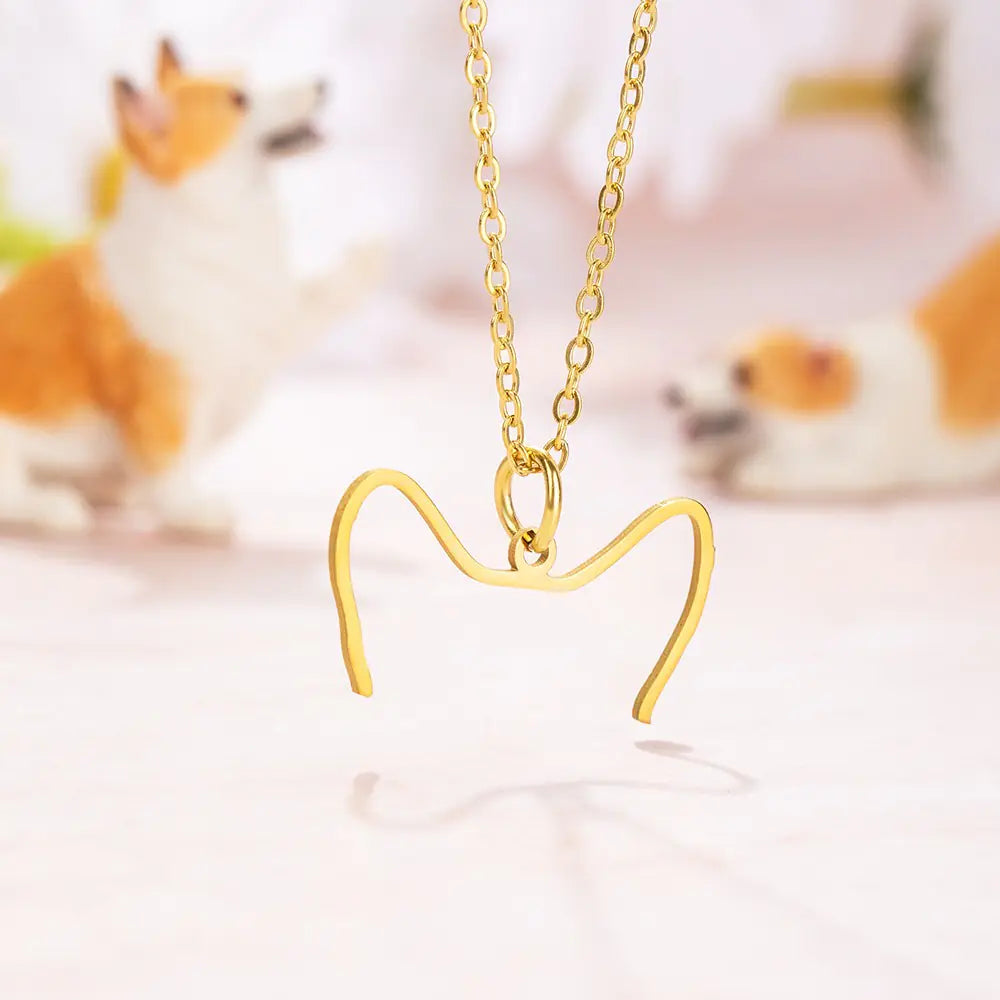 Custom Dog Ears Outline Necklace|Pet Silhouette Necklace, Memorial Pet Portrait Gift