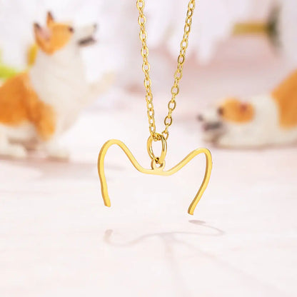 Custom Dog Ears Outline Necklace|Pet Silhouette Necklace, Memorial Pet Portrait Gift
