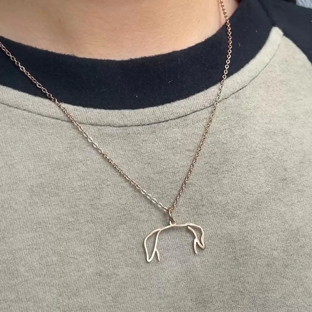 Custom Dog Ears Outline Necklace|Pet Silhouette Necklace, Memorial Pet Portrait Gift