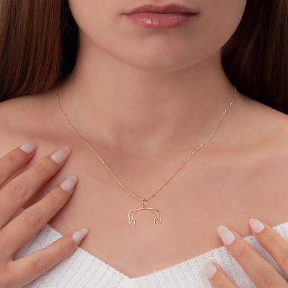Custom Dog Ears Outline Necklace|Pet Silhouette Necklace, Memorial Pet Portrait Gift