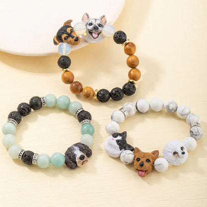 Customized handcrafted bead with pet on beaded bracelet