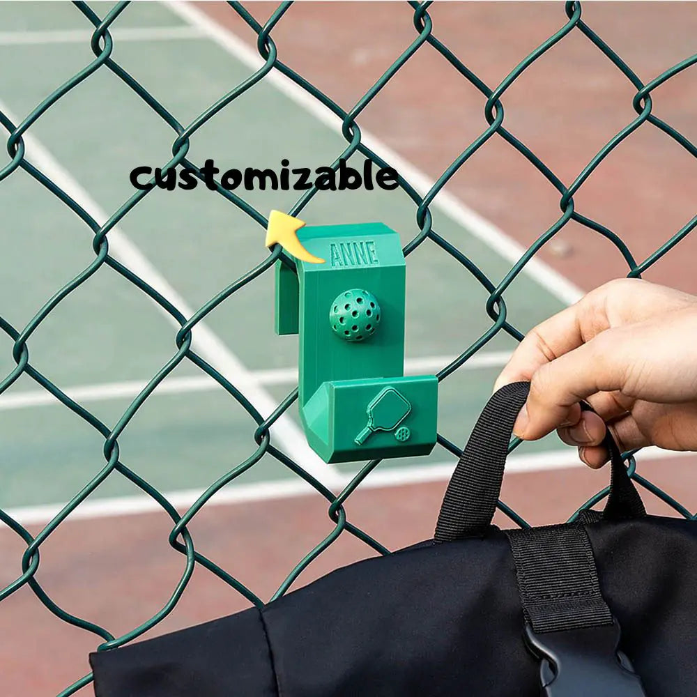 Custom Name Multicolor Pickleball Bag Hook for Hanging on Fence, 3D Printed