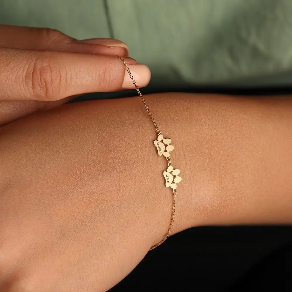 Pet Memorial Bracelet| Personalized Dog Paw Bracelet, Cat Paw Bracelet