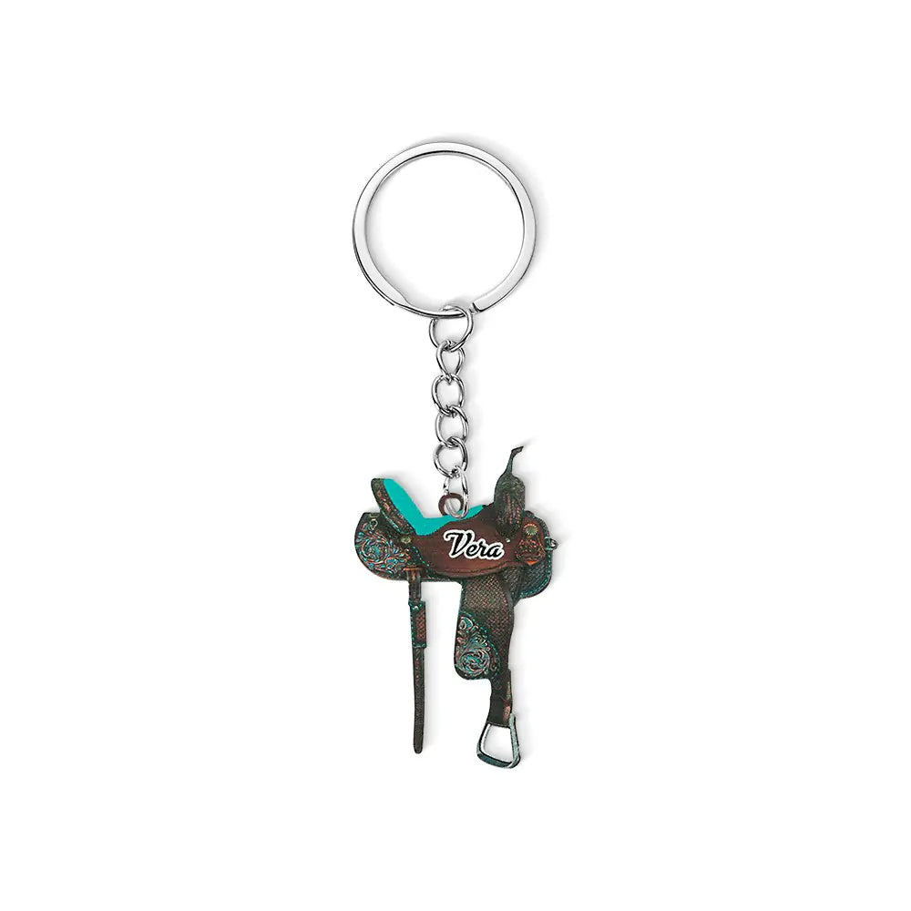 Custom Horse Saddle Flat Keychain | Equestrian Gifts | Cowgirl Keychain, Horse Lover Gift