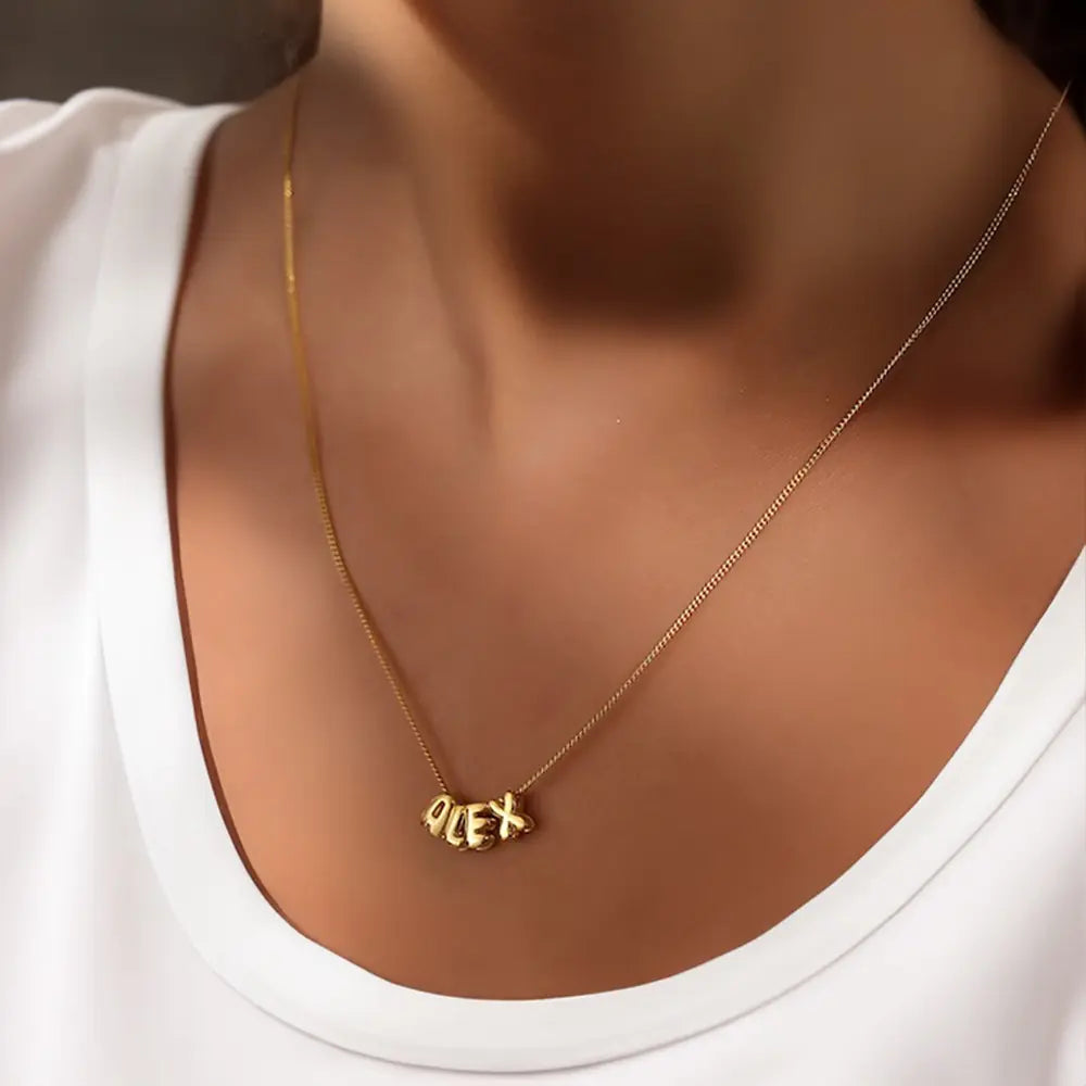 Custom bubble name necklace | Chunky Balloon Initial Necklace
