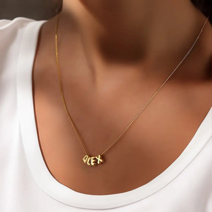 Custom bubble name necklace | Chunky Balloon Initial Necklace