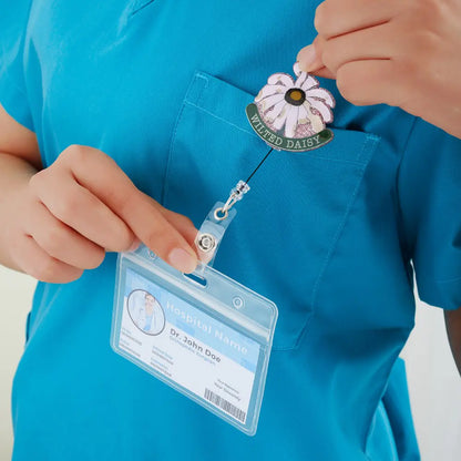 Personalized Wilted Daisy Badge Reel | Nurse gift ideas