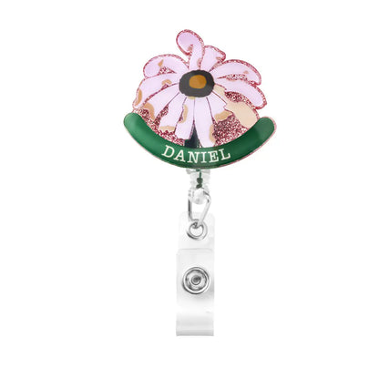 Personalized Wilted Daisy Badge Reel | Nurse gift ideas