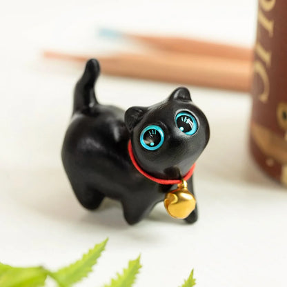 Custom Small Cute Cat Wooden Sculptures Handmade Craft | Cat themed gifts