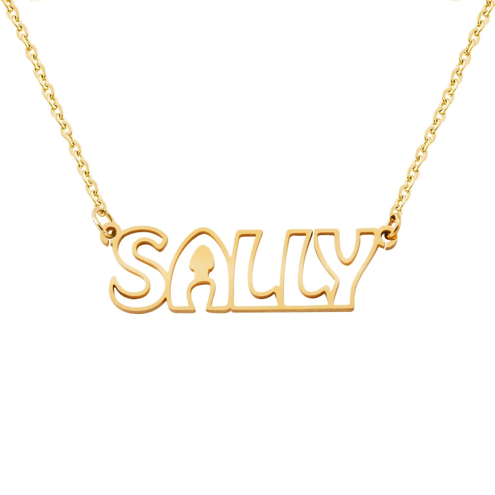 Custom Hollow Font Name Necklace | Anniversary Gift, Mothers Day Gift, Gift For Her