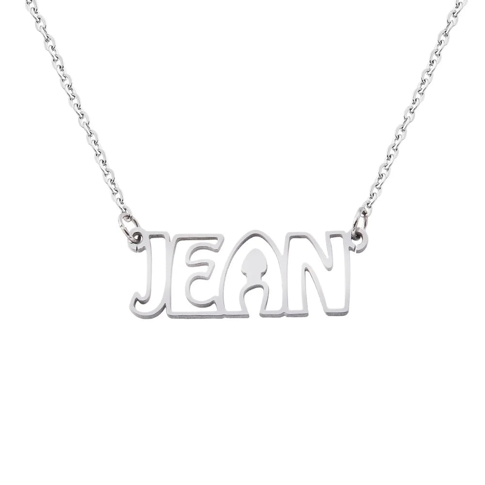 Custom Hollow Font Name Necklace | Anniversary Gift, Mothers Day Gift, Gift For Her